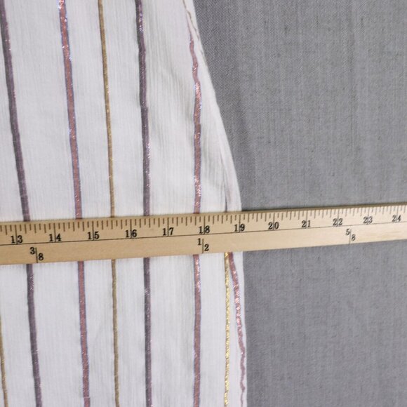 Charles Henry Off Shoulder Dress M White & Metallic Stripe Ruffle Popover Summer - Picture 12 of 16